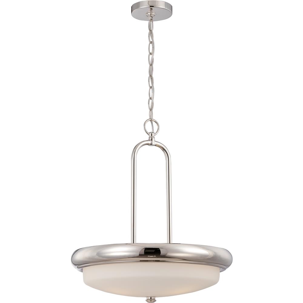 Nuvo Lighting 62/405  Dylan - 3 Light Pendant with Etched Opal Glass - LED Omni Included in Polished Nickel Finish
